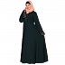 Fashionable Umbrella abaya with embroidery work -Bottle Green